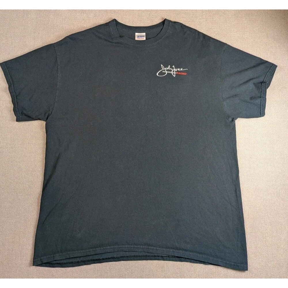 John Force Racing T Shirt Black  XL NHRA Funny Car 16X Champion Gildan Cotton